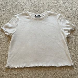 Ribbed White Shein Cropped T-shirt